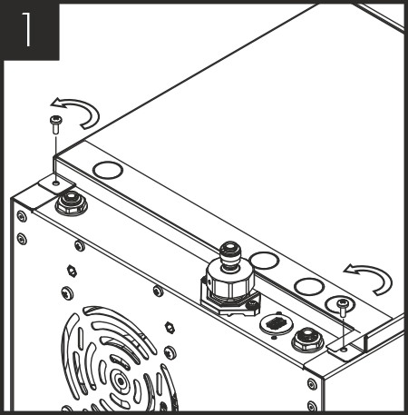 Remove the 2 screws holding the unit lid down and slide the lid off.<br /> 