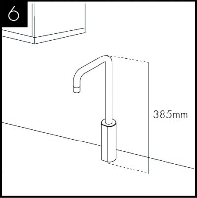 Also allow for the height of the swan neck under any overhanging cupboard/shelf.