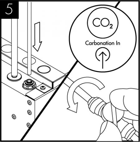 Connect the CO2 supply from gas regulator, ensuring the pressure is set to max 58 PSI (4 bar), and turn on the supply (See CO2 Installation section)<br /> <br /> <br /> <br /> 