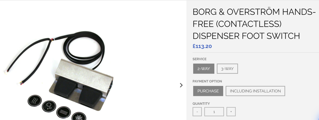 An example of a Borg & Overström footswitch price from a distributor’s website.