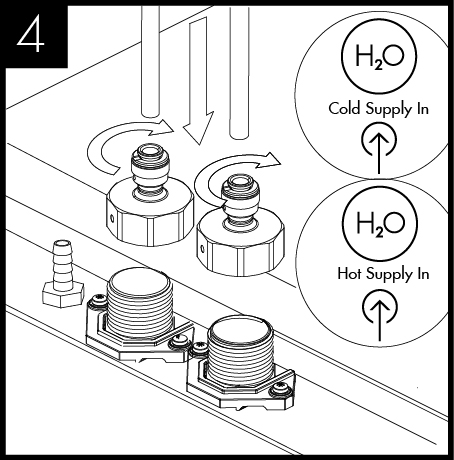 Connect the Water Inlet adapter as supplied and connect to water supply.