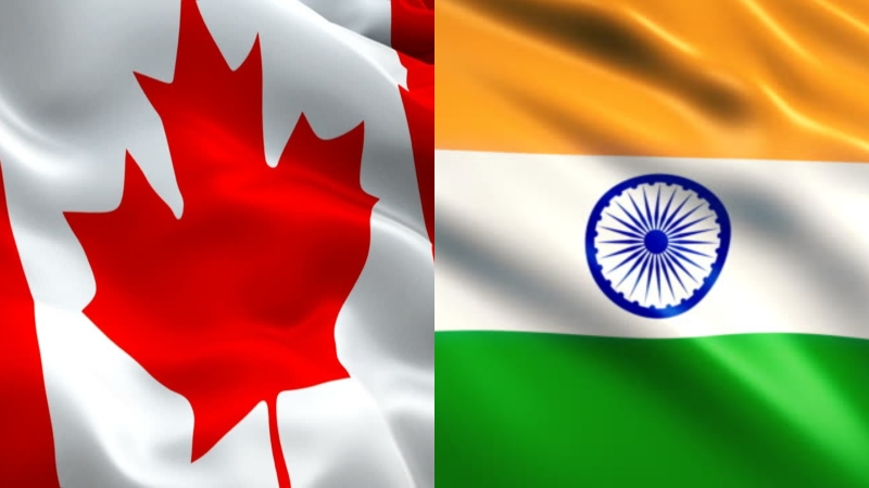 Canada and India Flags Collage Canada and India Flags Collage