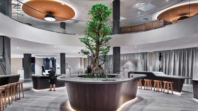 A business front of house facilitated with Borg & Overström water taps centred around a healthy growing tree A business front of house facilitated with Borg & Overström water taps centred around a healthy growing tree