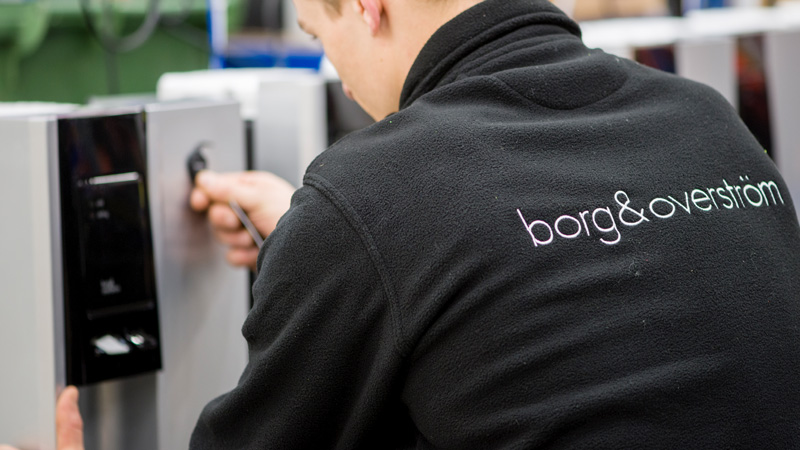 A Borg & Overström installer checking the assembly of a B3 water dispenser