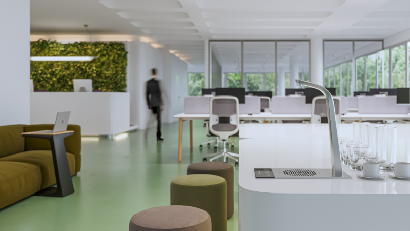 A Borg & Overström T3 in a commercial work environment with Eco mode active