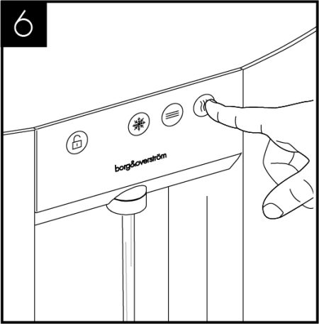 Les versions chaudes portent une étiquette située sous l'interrupteur chaud sur la plaque arrière. Appuyez sur l'icône de déverrouillage, puis sur le bouton de distribution d'eau chaude et attendez de voir l'eau s'écouler de la sortie.<br /> 