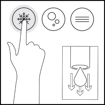 Erogazione dall'unità:<br /> Tenere premuto il pulsante di erogazione e rilasciarlo per terminare l'erogazione.