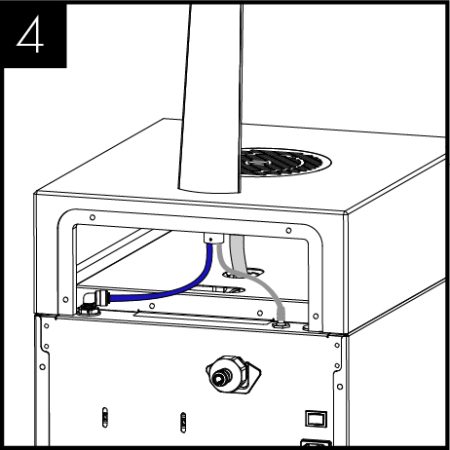 Connect the silicone hot pipe to the hot outlet and blue water pipe to the water out elbow.