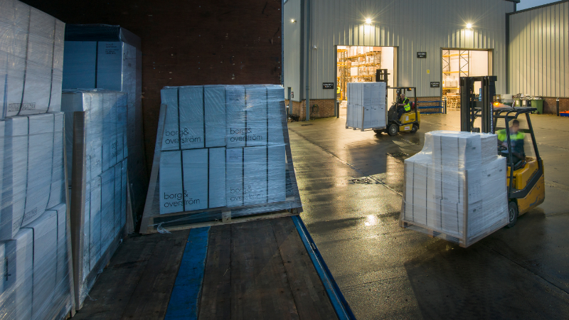 Borg & Overström warehouse, preparing products for safe shipment.