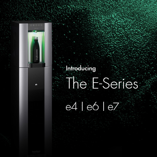 A Borg & Overström E6, positioned to the left of text: "Introducing the E-Series".