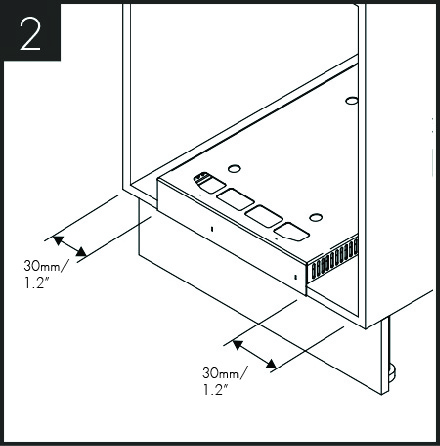 Umieścić podstawę wentylacyjną ProCore Simple-fit centralnie nad otworem. Należy zapewnić szczelinę powietrzną o szerokości co najmniej 30 mm z każdej strony.