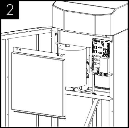 Remove the 2 screws holding the access panel in place and lift off and set aside. 