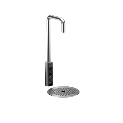T1 Wasserhahn Stahl mit Tropfschale Winkelschuss