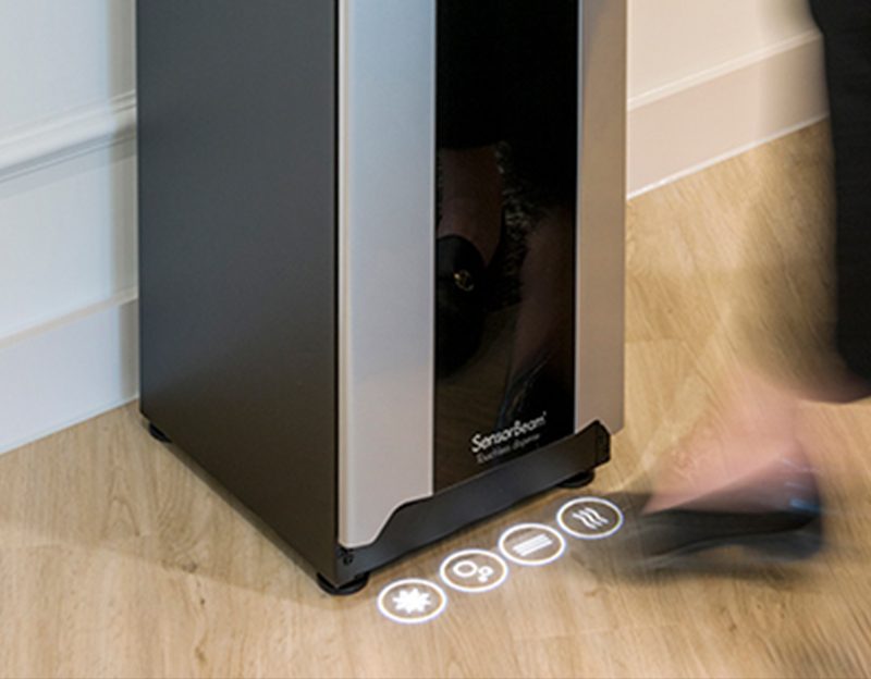 Foot operating touchless water dispenser with illuminated controls