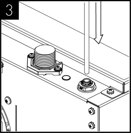 Connect the assembled CO2 bottle and regulator to the CO2 inlet using a ¼” pipe.