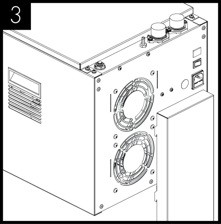 Line up the vent flue chimney with the backplate.