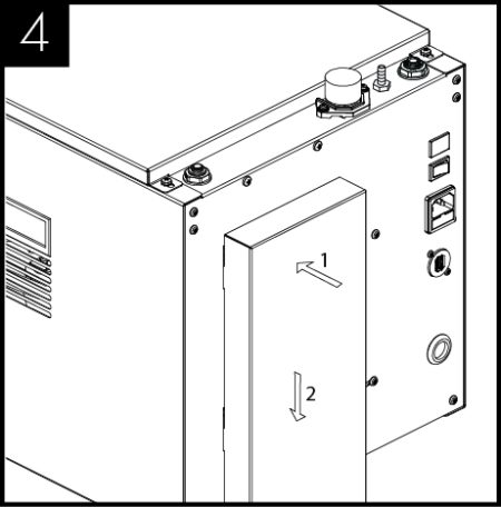 Place the rear vent chimney over the slots and slide downwards into place. 