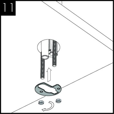 Monofit: Tighten the 2 fixing nuts so that the worktop bracket is fixed up against the underside of the worktop.