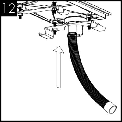 Fit waste pipe and secure with jubilee clip. Connect to drain ensuring there is a constant fall.