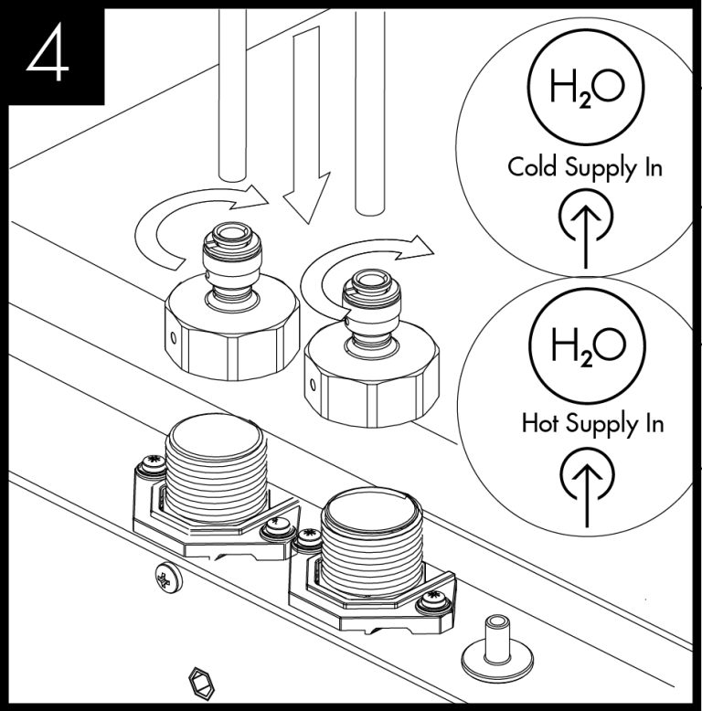 Connect the Water Inlet adapter as supplied and connect to water supply.